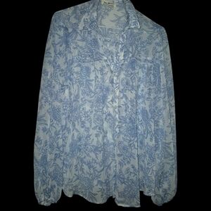 Light Blue Floral Button-Down Shirt - Vero Moda